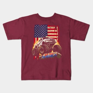 God bless america monster truck Kids T-Shirt